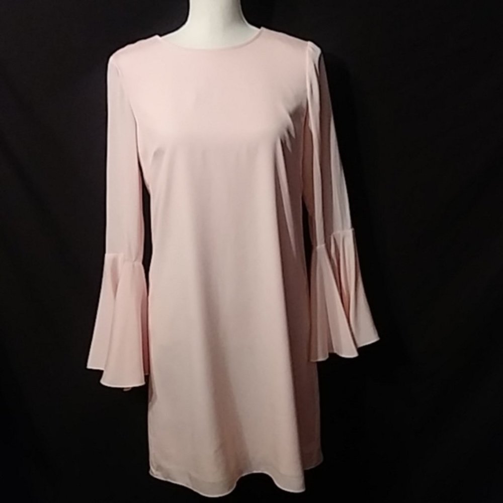 Pale pink dress with bell sleeves